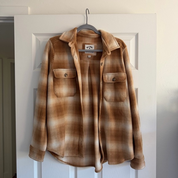 Billabong Jackets & Blazers - Billabong Brown and Cream Plaid Shacket